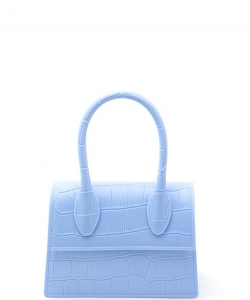 Fashion Smooth Croc Handle Bag PM0722-7156 LIGHT BLUE